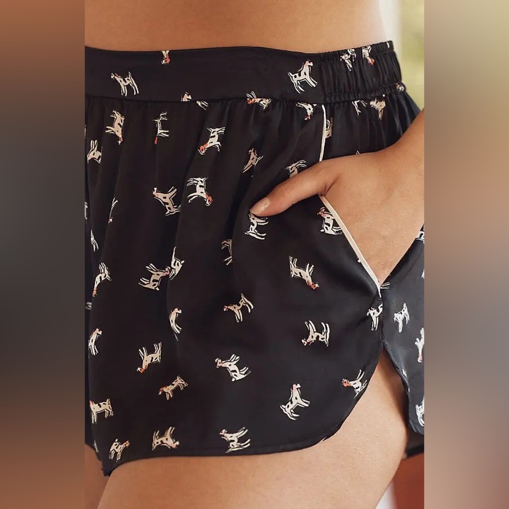 Anthropology The LyreBird Silky Pajama Shorts, 
Dog Print - Picture 5 of 11